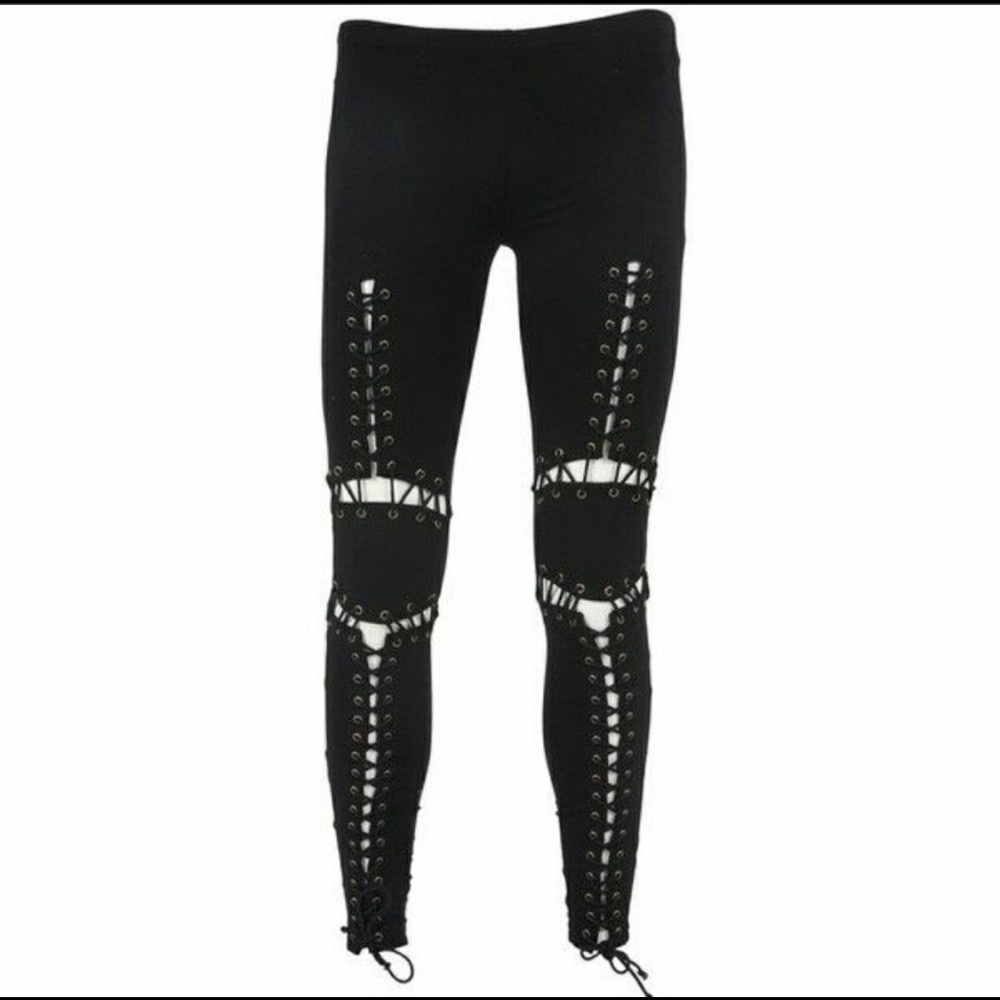 Stylestalker lace up black leggings. Size 4, small.